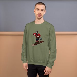 Ski Da UP Logger Military Green Unisex Crewneck Sweatshirt