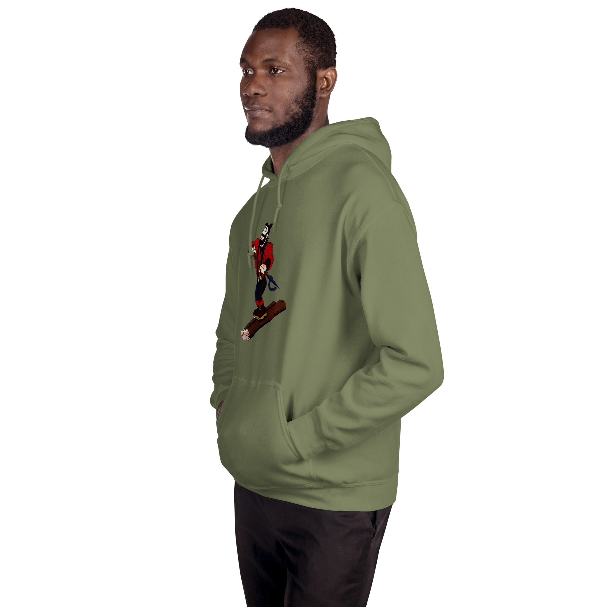 Ski Da UP Logger Military Green Unisex Hoodie - Image 3