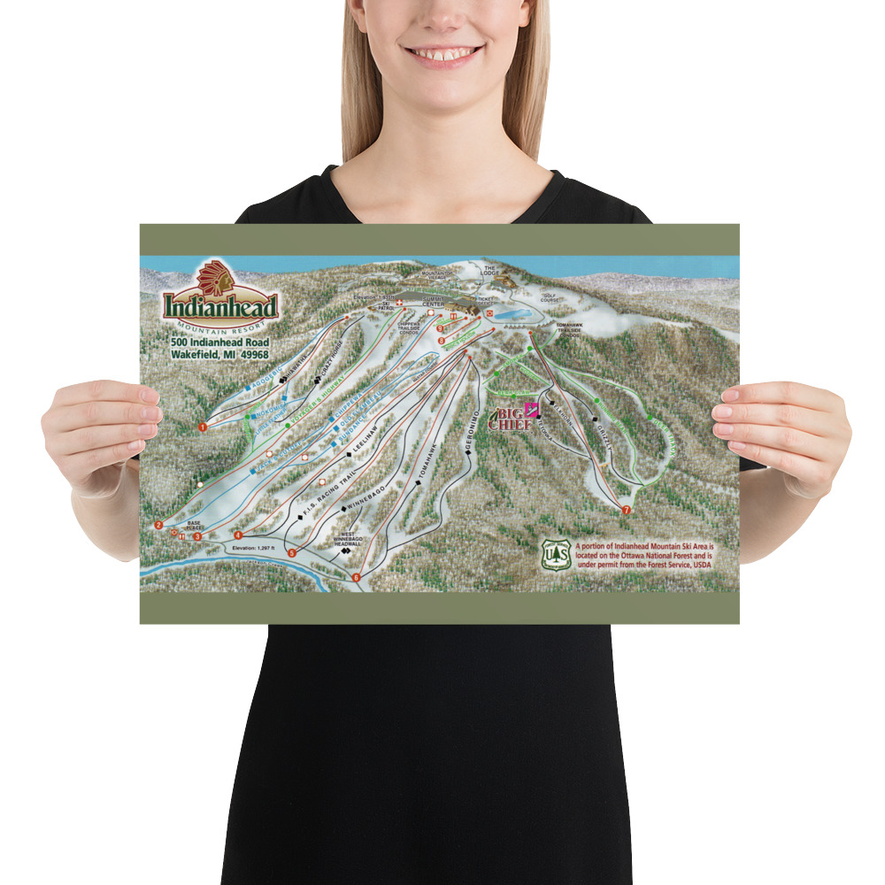 Ski Da UP Indianhead Map Poster
