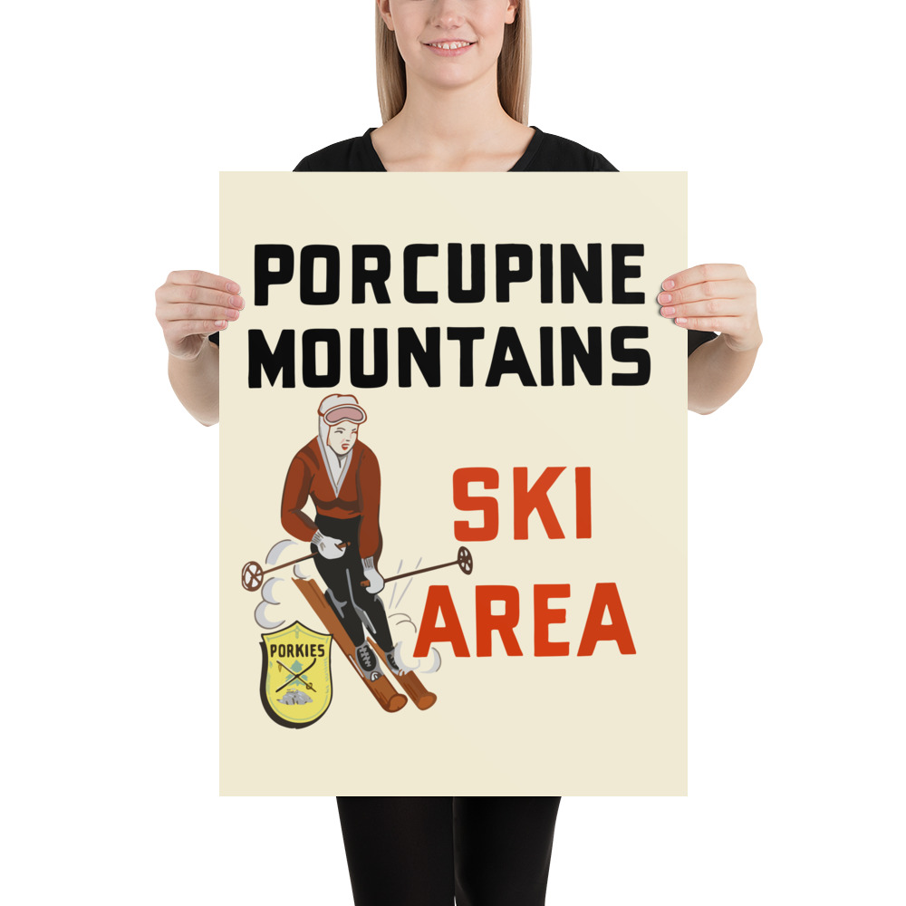 Ski Da UP Porkies Sign Poster