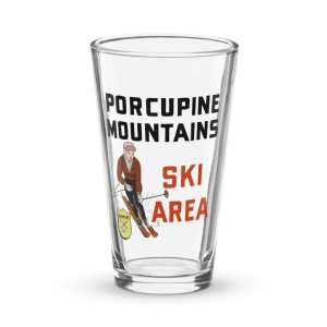 Ski Da UP Porkies Sign pint glass