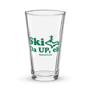 Ski Da UP, eh! Logo pint glass