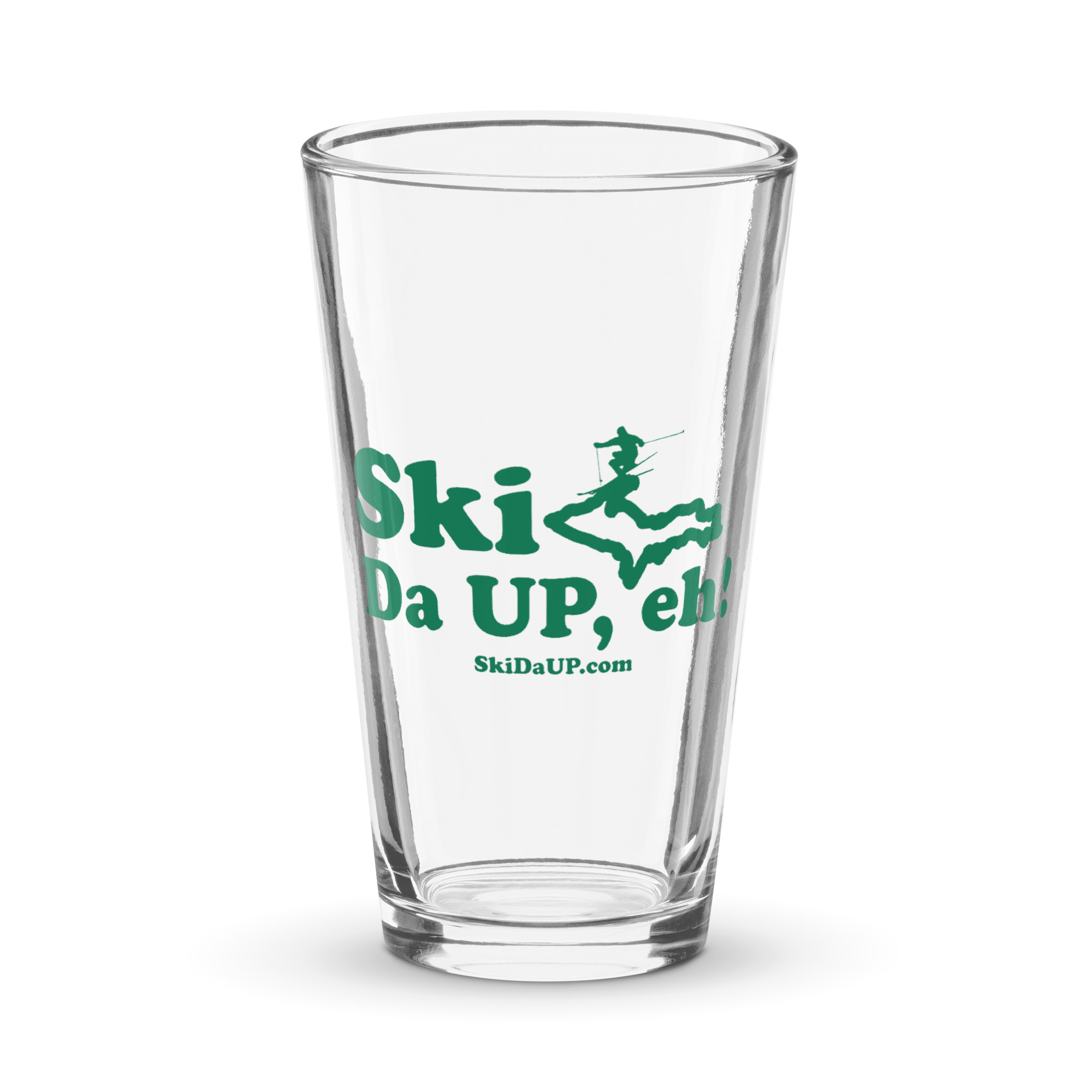 Ski Da UP, eh! Logo pint glass